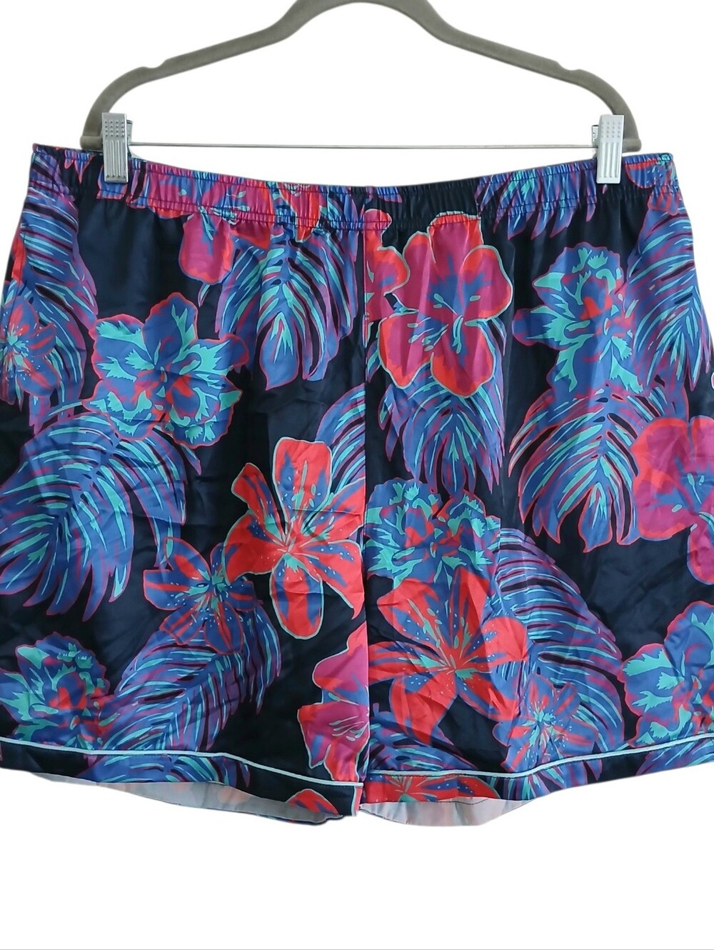CHUBBIES Tropical Satin Lounge Pajama Shorts Men's XXL Blue Pockets Floral